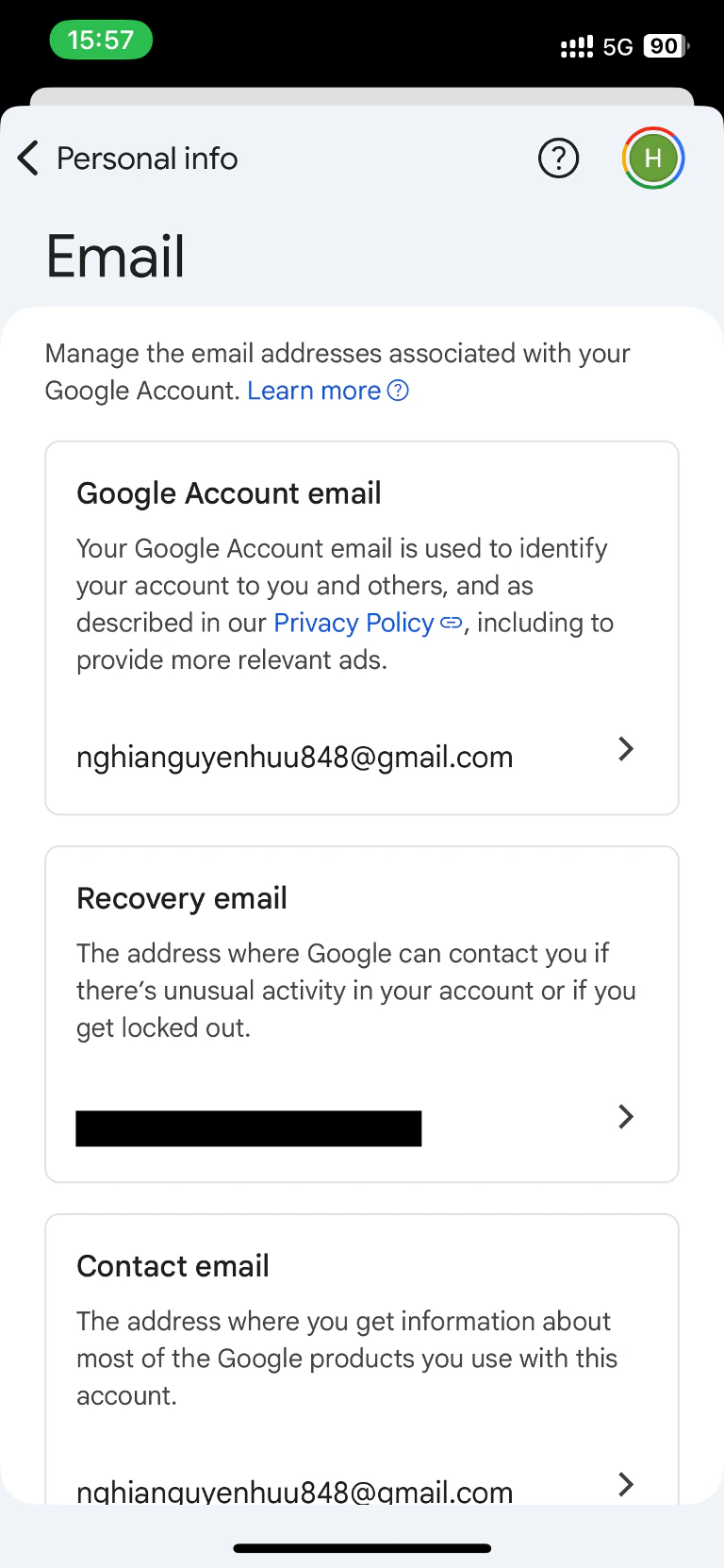 Step 4: Select Google Account Email